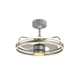 Ventilador de techo Aros LED 65w 3CCT acabado níquel estilo moderno motor DC 60cm Ø