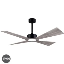 Ventilador de techo Bali gris LED 18w 3CCT acabado negro aspas gris estilo moderno motor DC apto para exterior IP44 137cm Ø