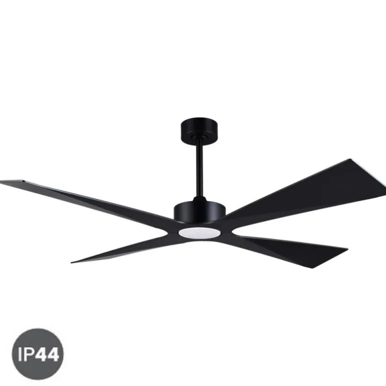 Ventilador de techo Bali negro LED 18w 3CCT acabado negro estilo moderno motor DC apto para exterior IP44 137cm Ø