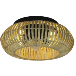 Ventilador de techo Bambú 4xE27 acabado negro madera bambú estilo rústico plafón con ventilador motor DC 50cm Ø
