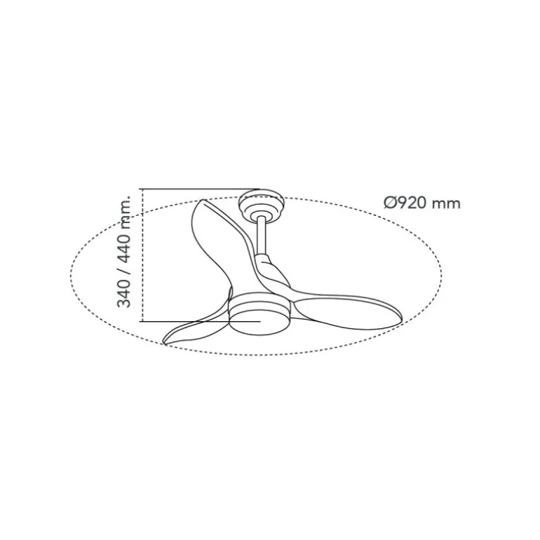 Ventilador de techo Beta blanco/Madera LED 20w 3CCT acabado blanco aspas madera natural estilo moderno motor DC 92cm Ø