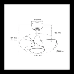 Ventilador de techo Blues blanco LED 24w 3CCT acabado blanco estilo moderno aspas acabado blanco motor DC 50cm Ø