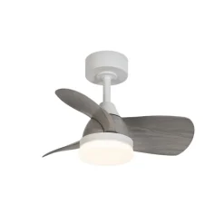 Ventilador de techo Byan blanco/ceniza LED 18w 3CCT acabado blanco efecto madera tono ceniza estilo moderno motor DC 60cm Ø
