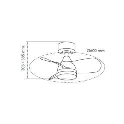 Ventilador de techo Byan blanco/claro LED 18w 3CCT acabado blanco aspas efecto madera tono claro estilo moderno motor DC 60cm Ø