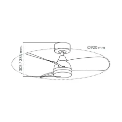 Ventilador de techo Byan negro/madera LED 18w 3CCT acabado negro efecto madera tono oscuro estilo moderno motor DC 92cm Ø