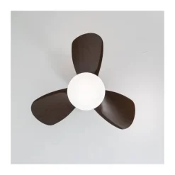 Ventilador de techo Byan negro/oscuro LED 18w 3CCT acabado negro aspas efecto madera tono oscuro estilo moderno motor DC 60cm Ø
