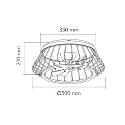 Ventilador de techo Cobra negro LED 50w 3CCT acabado metal negro estilo moderno motor DC plafón con ventilador 50cm Ø