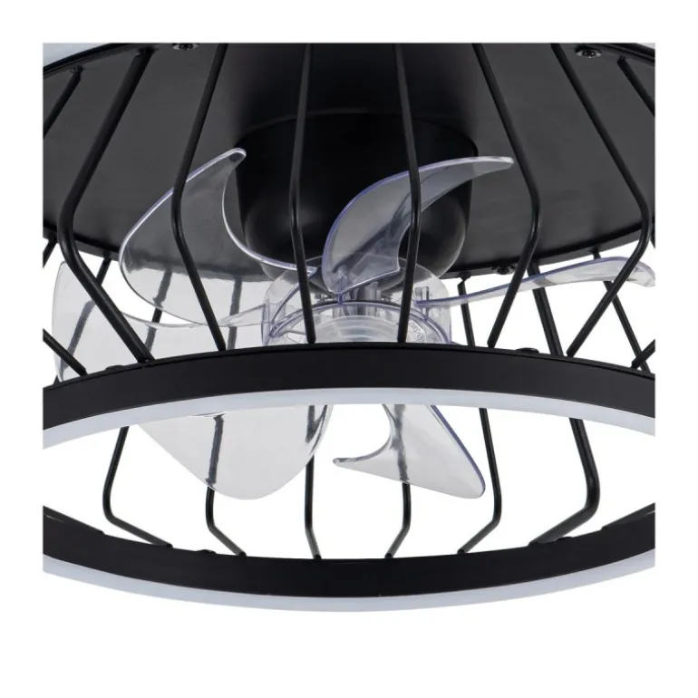 Ventilador de techo Cobra negro LED 50w 3CCT acabado metal negro estilo moderno motor DC plafón con ventilador 50cm Ø
