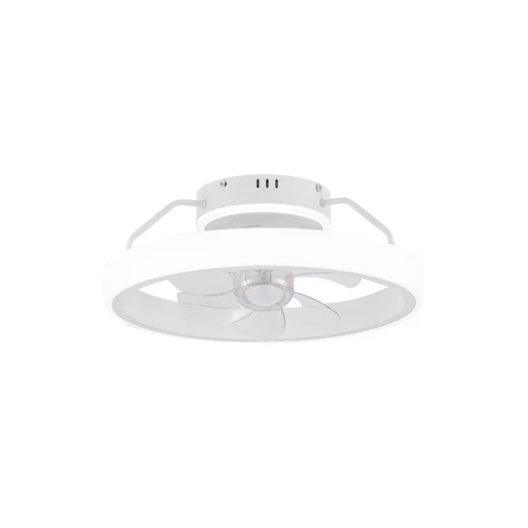 Ventilador de techo Dinirot blanco LED 50W 3CCT acabado blanco estilo moderno plafón con ventilador motor DC 50cm Ø