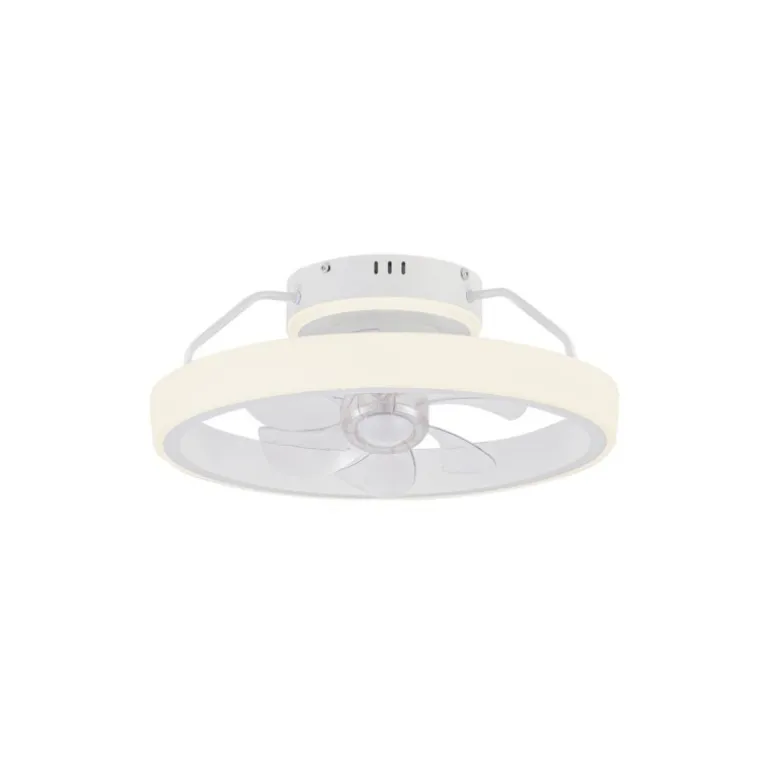 Ventilador de techo Dinirot blanco LED 50W 3CCT acabado blanco estilo moderno plafón con ventilador motor DC 50cm Ø