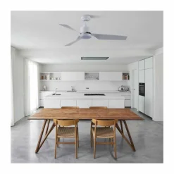 Ventilador de techo Ekos blanco LED 15w 3CCT acabado blanco estilo moderno motor DC 132cm Ø