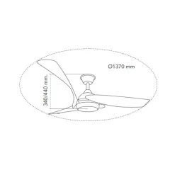 Ventilador de techo Enna blanco/madera LED 24w 3CCT acabado blanco estilo moderno aspas efecto madera motor DC 137cm Ø