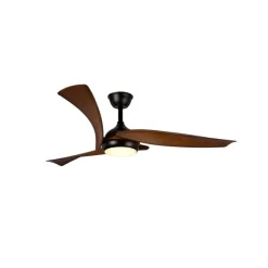 Ventilador de techo Enna negro/madera LED 24w 3CCT acabado negro estilo moderno aspas efecto madera motor DC 137cm Ø