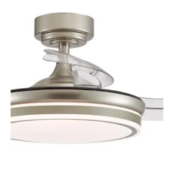 Ventilador de techo Ice níquel LED 35w 3CCT acabado níquel estilo moderno aspas plegables motor DC 92cm Ø