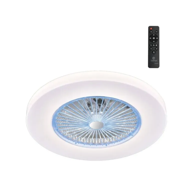 Ventilador de techo Kitale LED 45w 3CCT acabado blanco estilo moderno plafón ventilador motor DC 59cm Ø