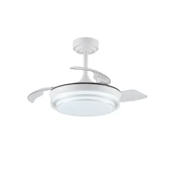 Ventilador de techo Lander Mini blanco LED 46w 3CCT acabado acero blanco estilo moderno aspas plegables motor DC 92cm Ø