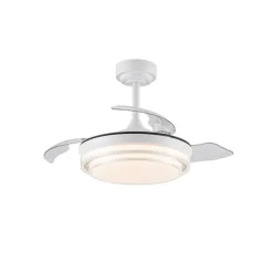 Ventilador de techo Lander Mini blanco LED 46w 3CCT acabado acero blanco estilo moderno aspas plegables motor DC 92cm Ø