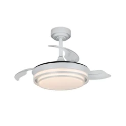 Ventilador de techo Lander Mini plata LED 46w 3CCT acabado acero plata estilo moderno aspas plegables motor DC 92cm Ø