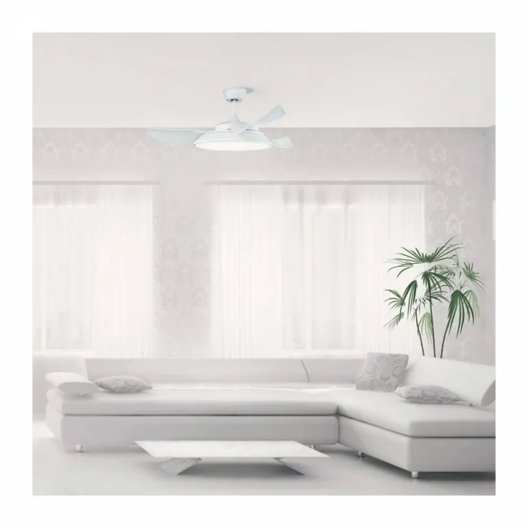 Ventilador de techo Lince LED 55w 3CCT acabado blanco estilo moderno motor DC 106cm Ø