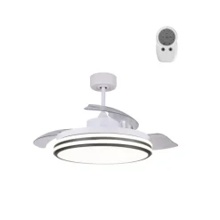 Ventilador de techo Lous blanco LED 35w 3CCT acabado blanco estilo moderno aspas plegables motor DC 106cm Ø