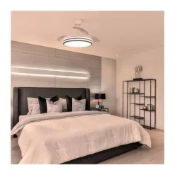 Ventilador de techo Lous blanco LED 35w 3CCT acabado blanco estilo moderno aspas plegables motor DC 106cm Ø