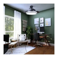 Ventilador de techo Lous negro LED 35w 3CCT acabado negro estilo moderno aspas plegables motor DC 106cm Ø