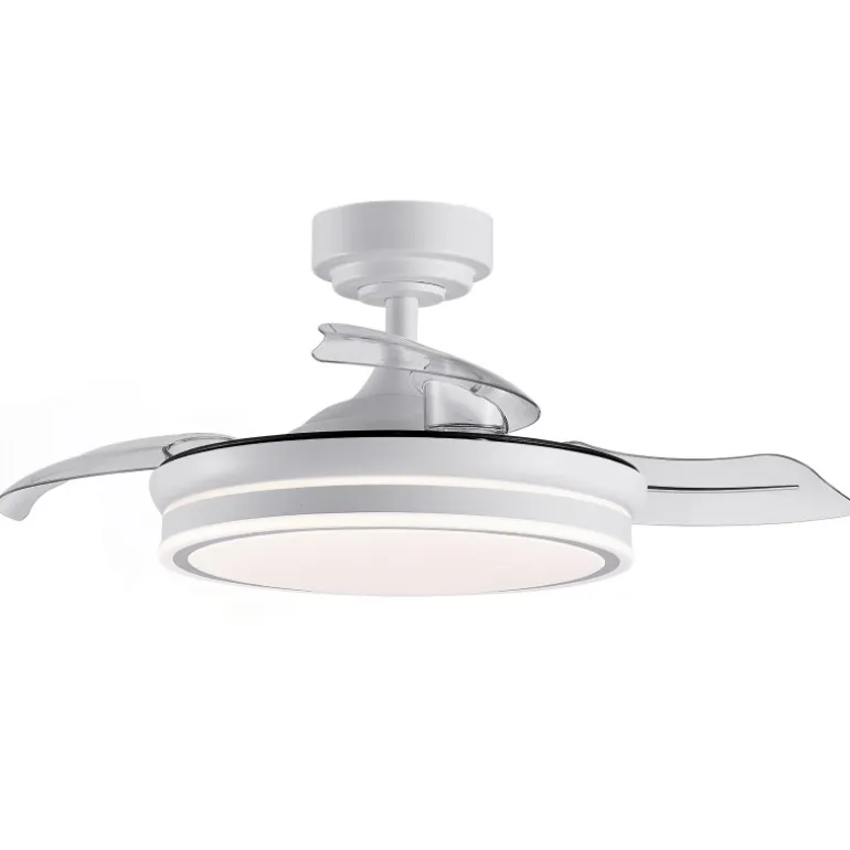 Ventilador de techo Martina blanco LED integrado 46w 3CCT acabado blanco estilo moderno aspas plegables motor DC 92cm Ø