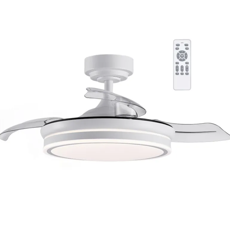 Ventilador de techo Martina blanco LED integrado 46w 3CCT acabado blanco estilo moderno aspas plegables motor DC 92cm Ø