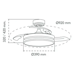Ventilador de techo Martina blanco LED integrado 46w 3CCT acabado blanco estilo moderno aspas plegables motor DC 92cm Ø