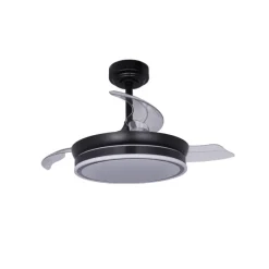 Ventilador de techo Martina negro LED integrado 46w 3CCT acabado negro estilo moderno aspas plegables motor DC 92cm Ø
