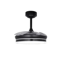 Ventilador de techo Martina negro LED integrado 46w 3CCT acabado negro estilo moderno aspas plegables motor DC 92cm Ø