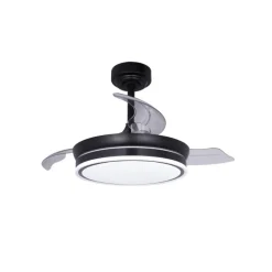 Ventilador de techo Martina negro LED integrado 46w 3CCT acabado negro estilo moderno aspas plegables motor DC 92cm Ø