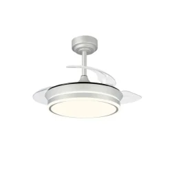 Ventilador de techo Martina plata LED integrado 46w 3CCT acabado plata estilo moderno aspas plegables motor DC 92cm Ø