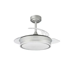 Ventilador de techo Martina plata LED integrado 46w 3CCT acabado plata estilo moderno aspas plegables motor DC 92cm Ø