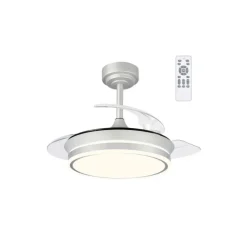 Ventilador de techo Martina plata LED integrado 46w 3CCT acabado plata estilo moderno aspas plegables motor DC 92cm Ø