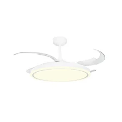 Ventilador de techo Martin blanco XL LED 80w 3CCT acabado blanco estilo moderno aspas plegables motor DC 123cm Ø