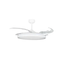 Ventilador de techo Martin blanco XL LED 80w 3CCT acabado blanco estilo moderno aspas plegables motor DC 123cm Ø