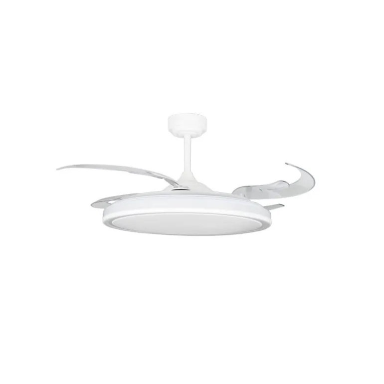 Ventilador de techo Martin blanco XL LED 80w 3CCT acabado blanco estilo moderno aspas plegables motor DC 123cm Ø
