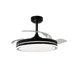 Ventilador de techo Martín negro 72w LED integrado 3CCT acabado negro estilo moderno aspas plegables motor DC 106cm Ø