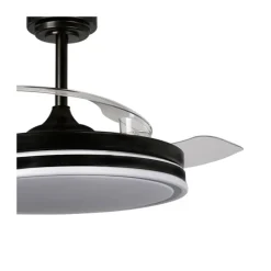 Ventilador de techo Martín negro 72w LED integrado 3CCT acabado negro estilo moderno aspas plegables motor DC 106cm Ø