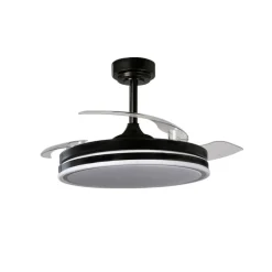 Ventilador de techo Martín negro 72w LED integrado 3CCT acabado negro estilo moderno aspas plegables motor DC 106cm Ø