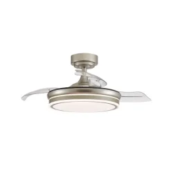 Ventilador de techo Martín níquel 72w LED integrado 3CCT acabado níquel estilo moderno aspas plegables motor DC 106cm Ø