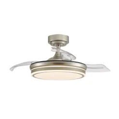 Ventilador de techo Martín níquel 72w LED integrado 3CCT acabado níquel estilo moderno aspas plegables motor DC 106cm Ø