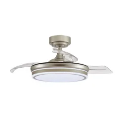 Ventilador de techo Martín níquel 72w LED integrado 3CCT acabado níquel estilo moderno aspas plegables motor DC 106cm Ø