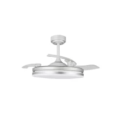 Ventilador de techo Martín plata 72w LED integrado 3CCT acabado plata estilo moderno aspas plegables motor DC 106cm Ø