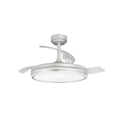 Ventilador de techo Martín plata 72w LED integrado 3CCT acabado plata estilo moderno aspas plegables motor DC 106cm Ø