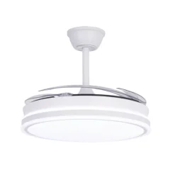 Ventilador de techo Marty blanco LED integrado 72w 3CCT acabado blanco estilo moderno motor DC aspas plegables 106cm Ø