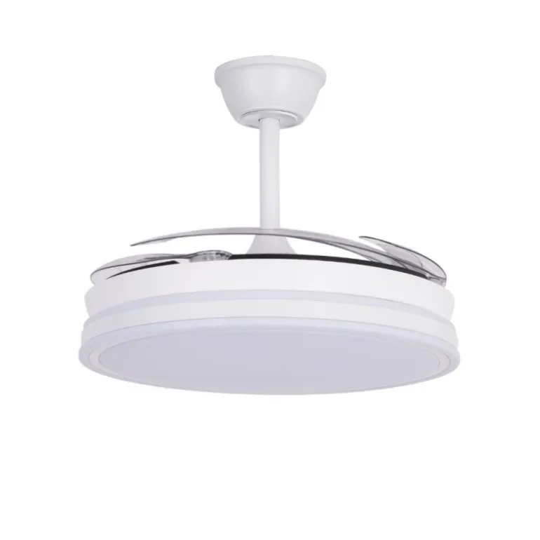 Ventilador de techo Marty blanco LED integrado 72w 3CCT acabado blanco estilo moderno motor DC aspas plegables 106cm Ø