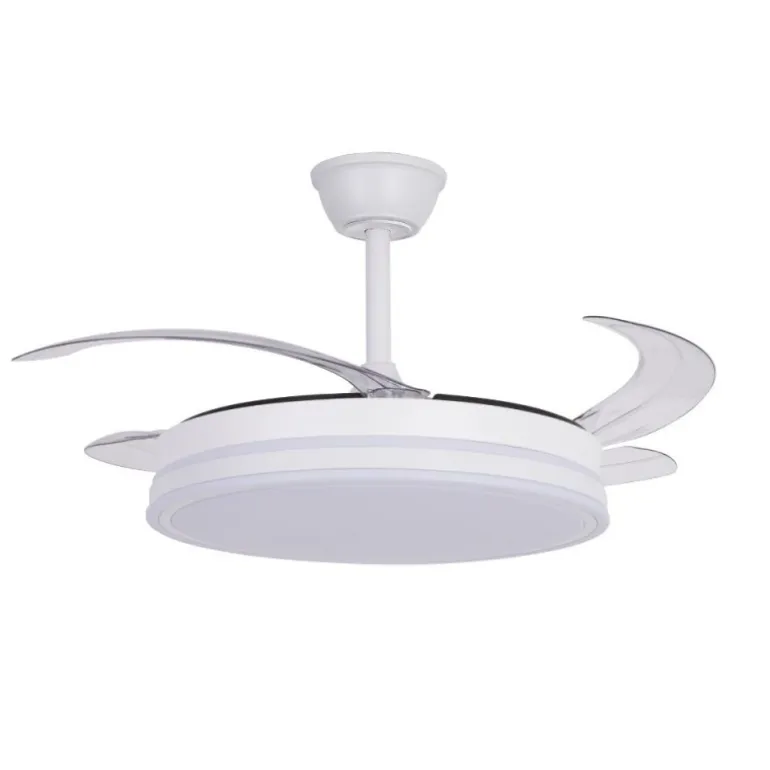 Ventilador de techo Marty blanco LED integrado 72w 3CCT acabado blanco estilo moderno motor DC aspas plegables 106cm Ø