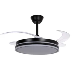 Ventilador de techo Marty negro LED integrado 72w 3CCT acabado negro estilo moderno motor DC aspas plegables 106cm Ø